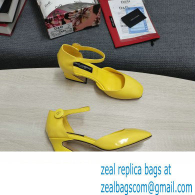 Dolce  &  Gabbana Heel 6.5cm/10.5cm Patent leather Mary Janes Yellow with Geometric Heel 2022